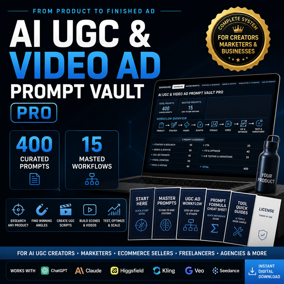 AI UGC & Video Ad Prompt Vault PRO – 400 AI Prompts & 15 Master Workflows