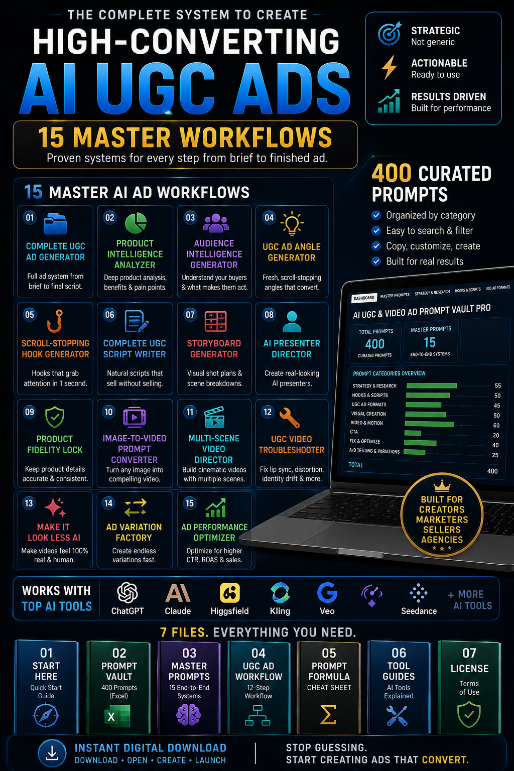 AI UGC & Video Ad Prompt Vault PRO – 400 AI Prompts & 15 Master Workflows
